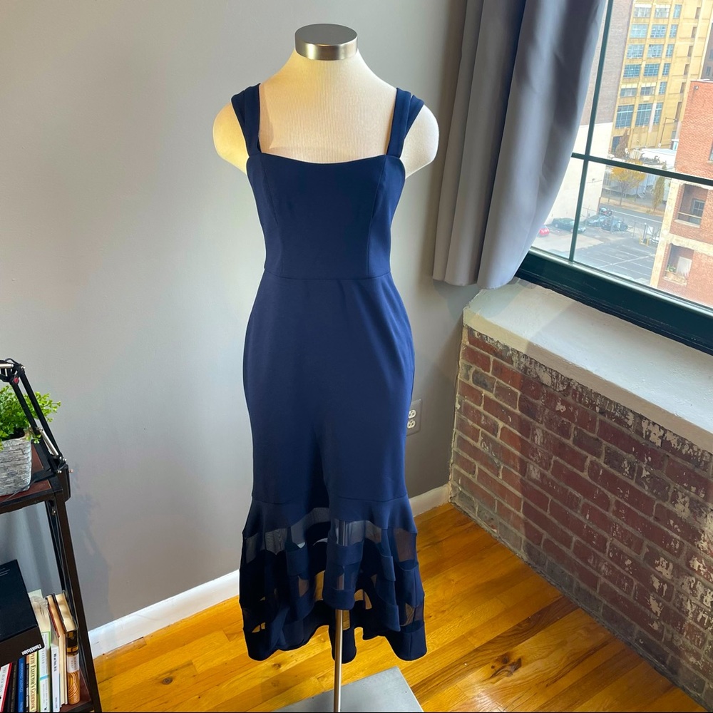 New Aqua Navy Midi Dress, Size 6